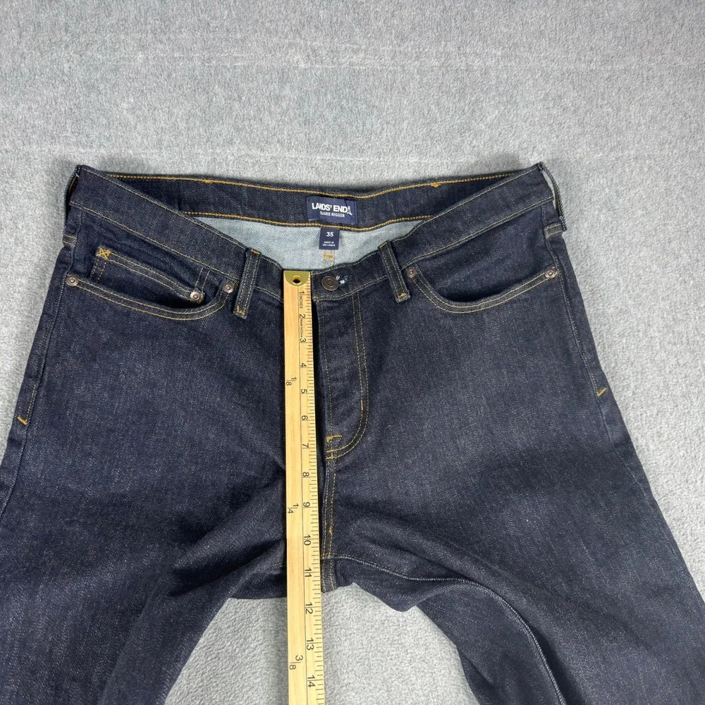 Lands' End Square Rigger Jeans Blue Dark Wash Straight Denim Mens 36x30